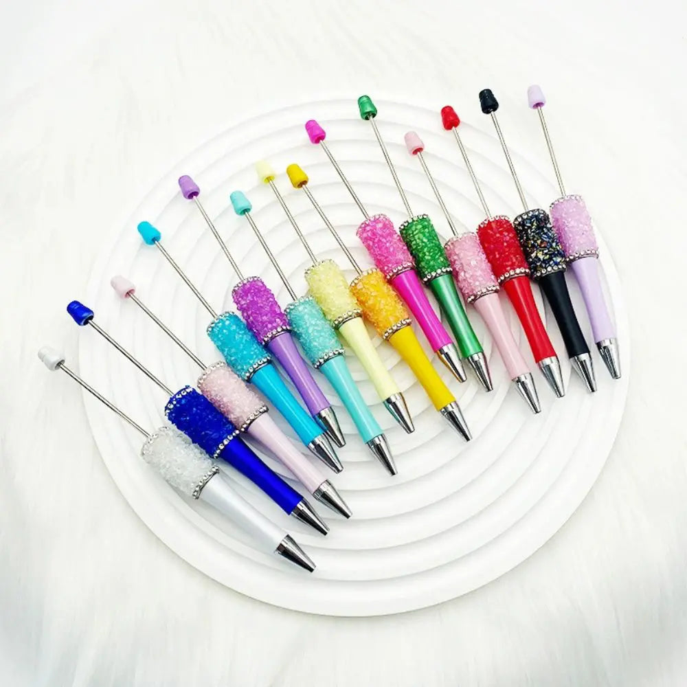 Creative Beadable Pens with Translucent Resin Rhinestones in Solid Colors