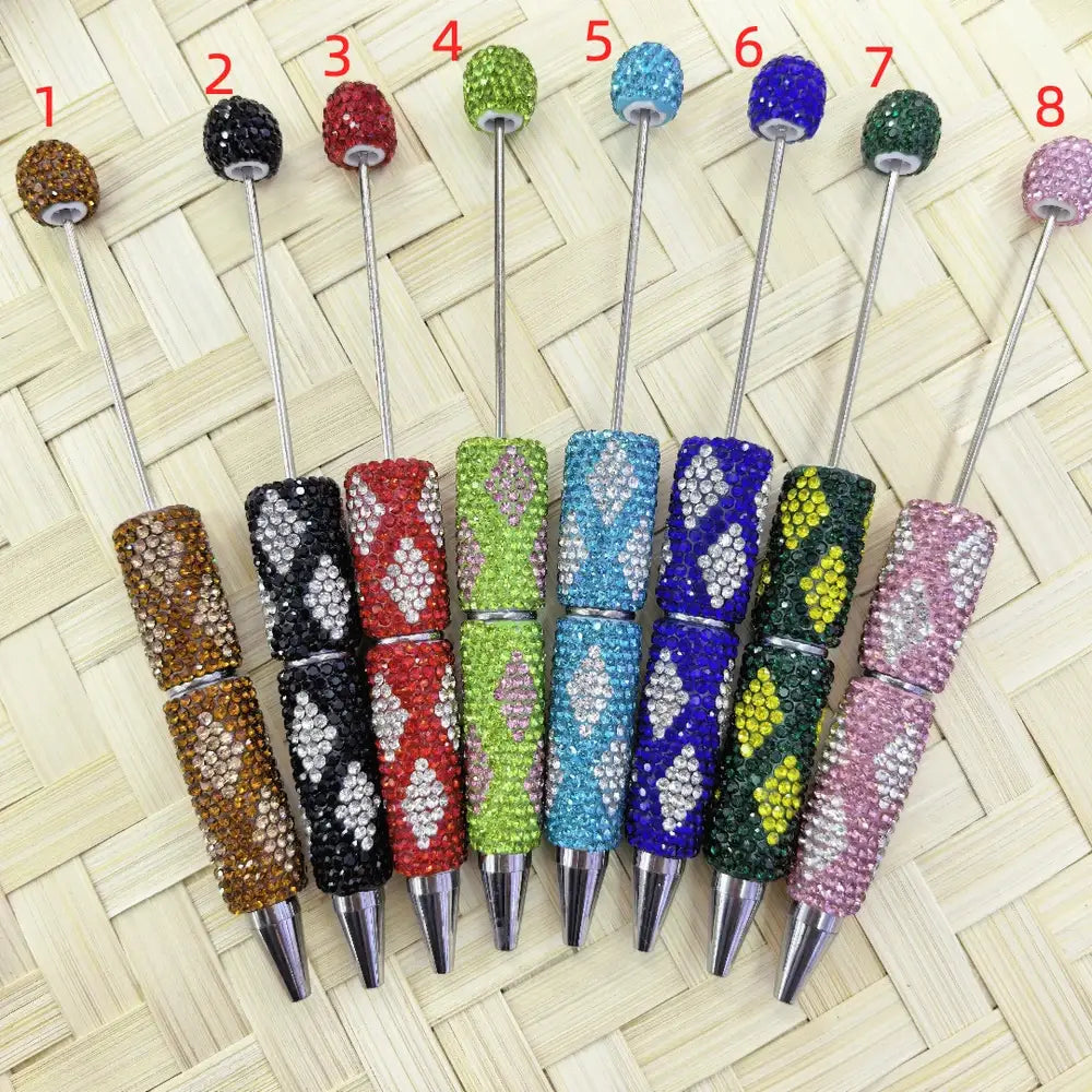 Rhombus Pattern Beadable Rhinestone Pens