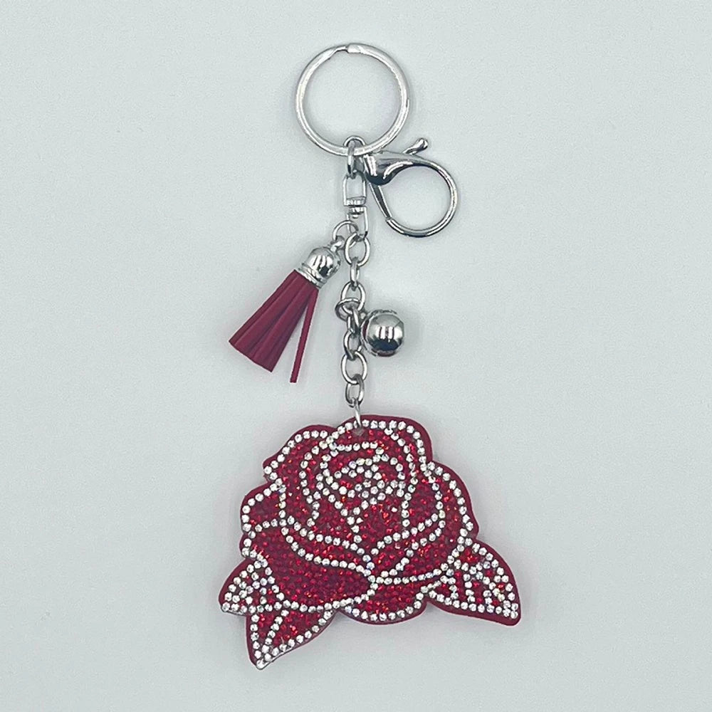 Rose Rhinestone Keychain for DIY