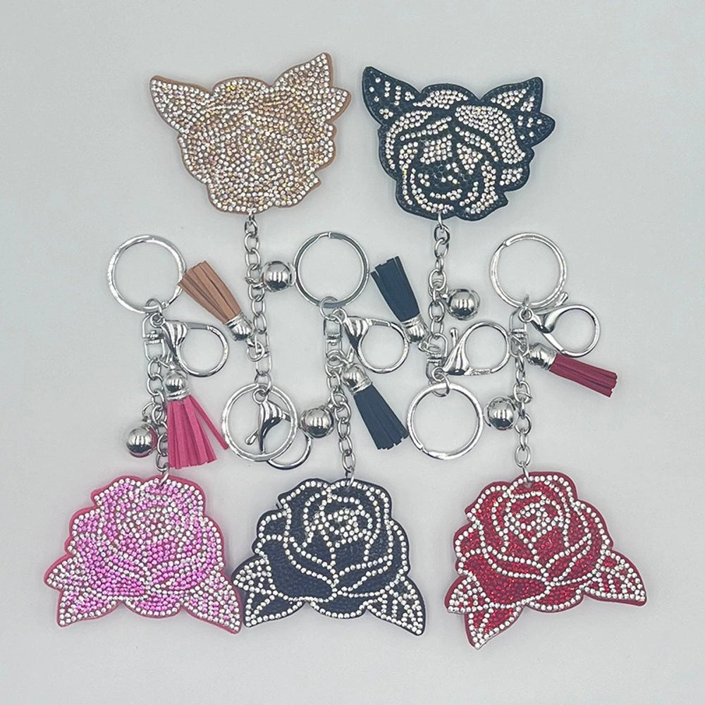 Rose Rhinestone Keychain for DIY