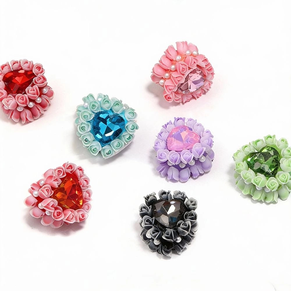 Roses Heart Rhinestones Pearls DIY Fancy Beads-Random Mix