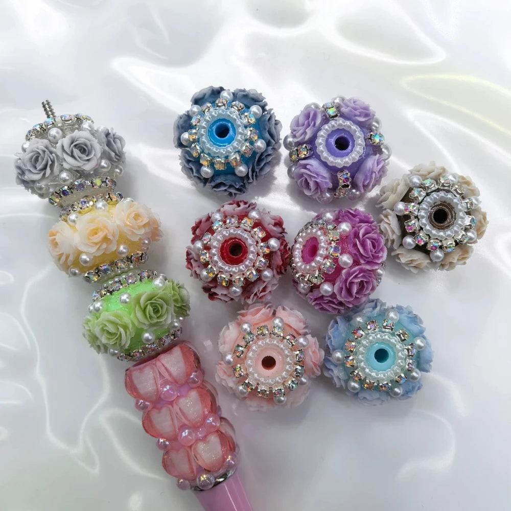 Roses Pearls Rhinestone Chain Acrylic DIY Fancy Beads-Random Mixed