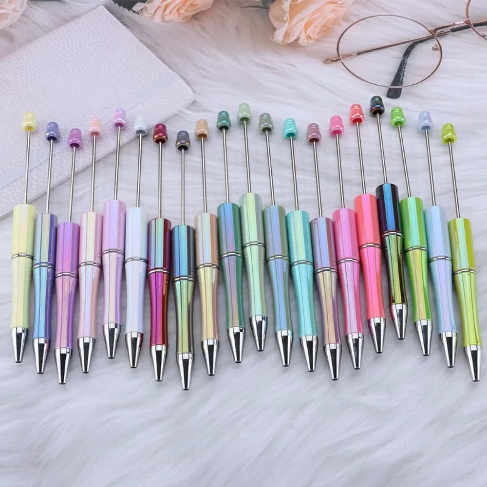 Shell Powder Colorful Beadable Plastic Ballpoint Pen for DIY