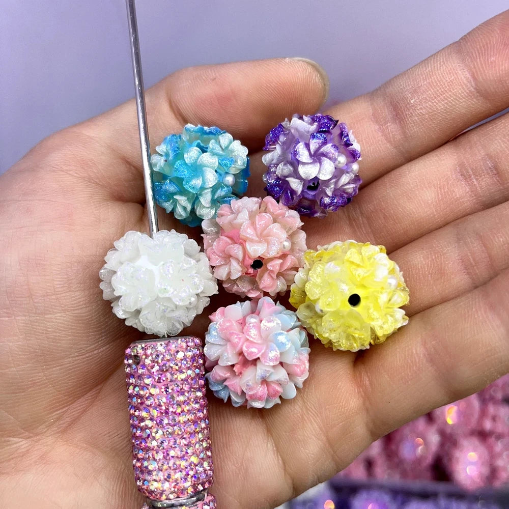 Shiny Flowers and Pearls Clay DIY Fancy Beads-Random Mixed