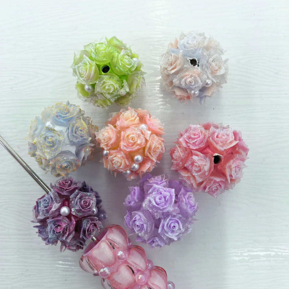 Shiny Flowers and Pearls Clay DIY Fancy Beads-Random Mixed