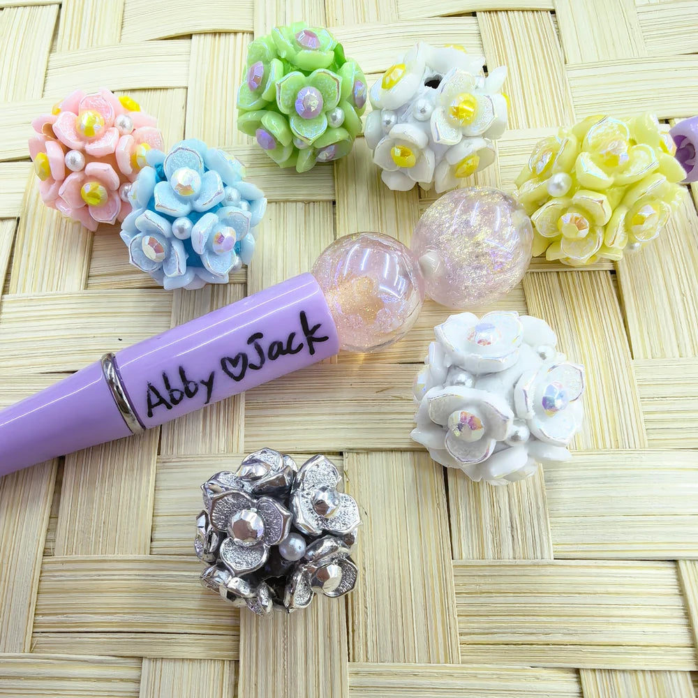 Shiny Flowers and Pearls Clay DIY Fancy Beads