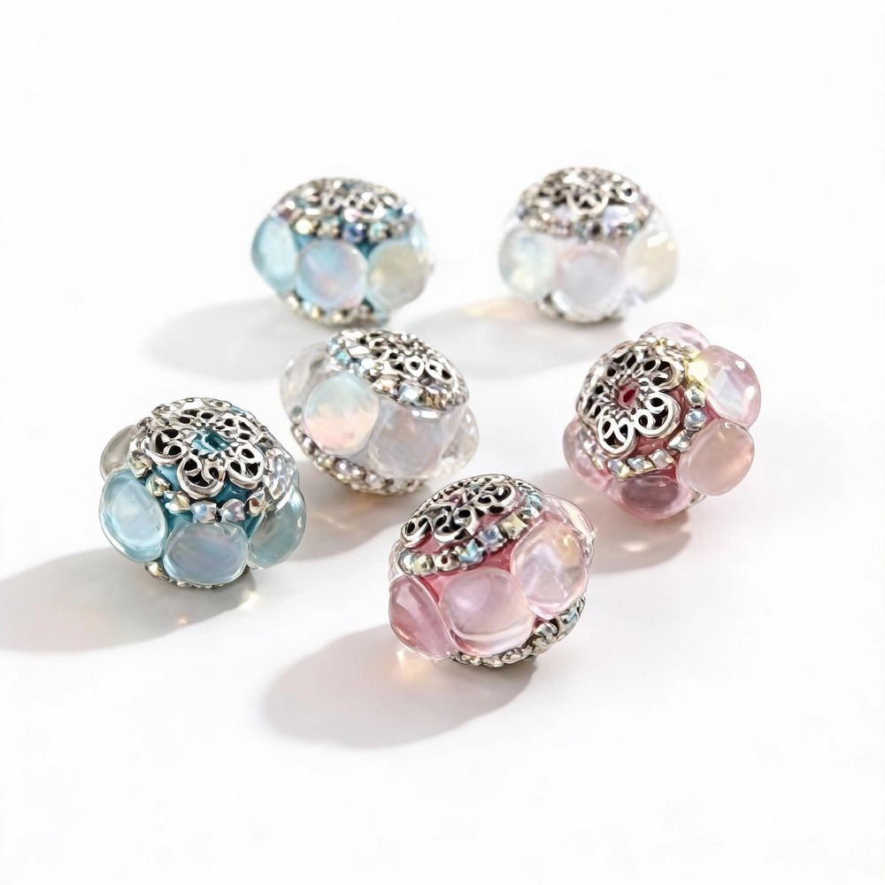 Silver Alloy Flowers Rhinestone and Rhinestone Chain Acrylic DIY Fancy Beads-Random Mix