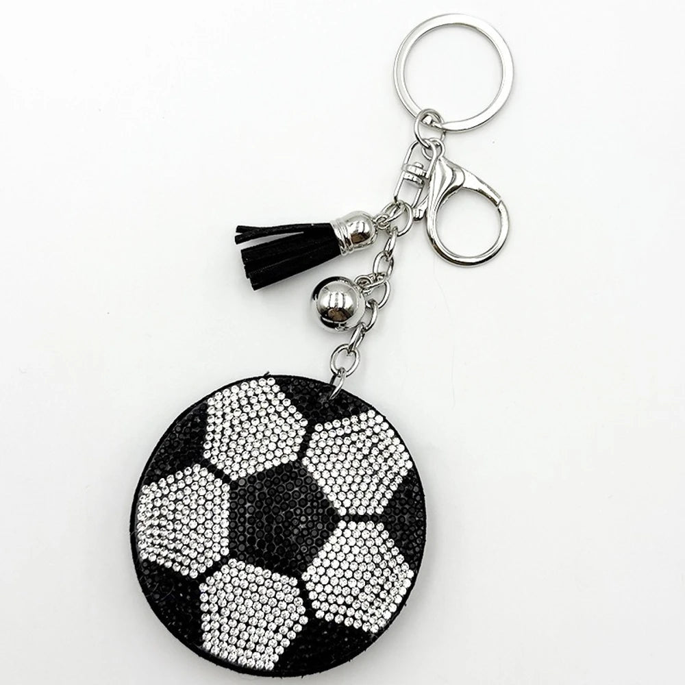 Soccer Ball Rhinestone Keychain for DIY