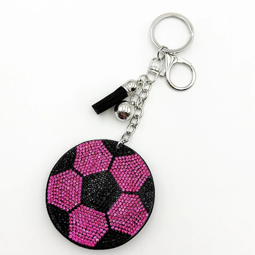 Soccer Ball Rhinestone Keychain for DIY