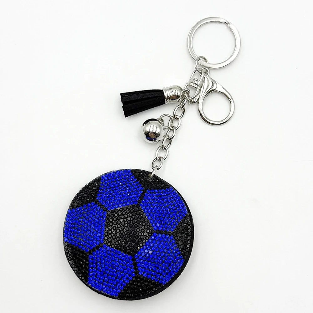 Soccer Ball Rhinestone Keychain for DIY