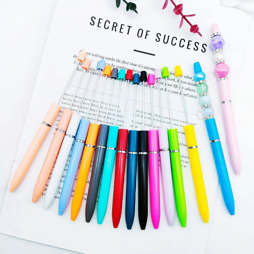 New Style Simple Plastic Beadable Pens in Solid Colors DIY Pen