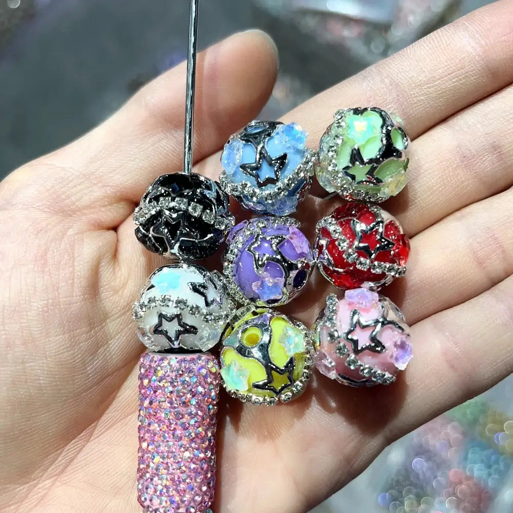 Star and Rhinestone Chain Acrylic DIY Fancy Beads-Random Mixed