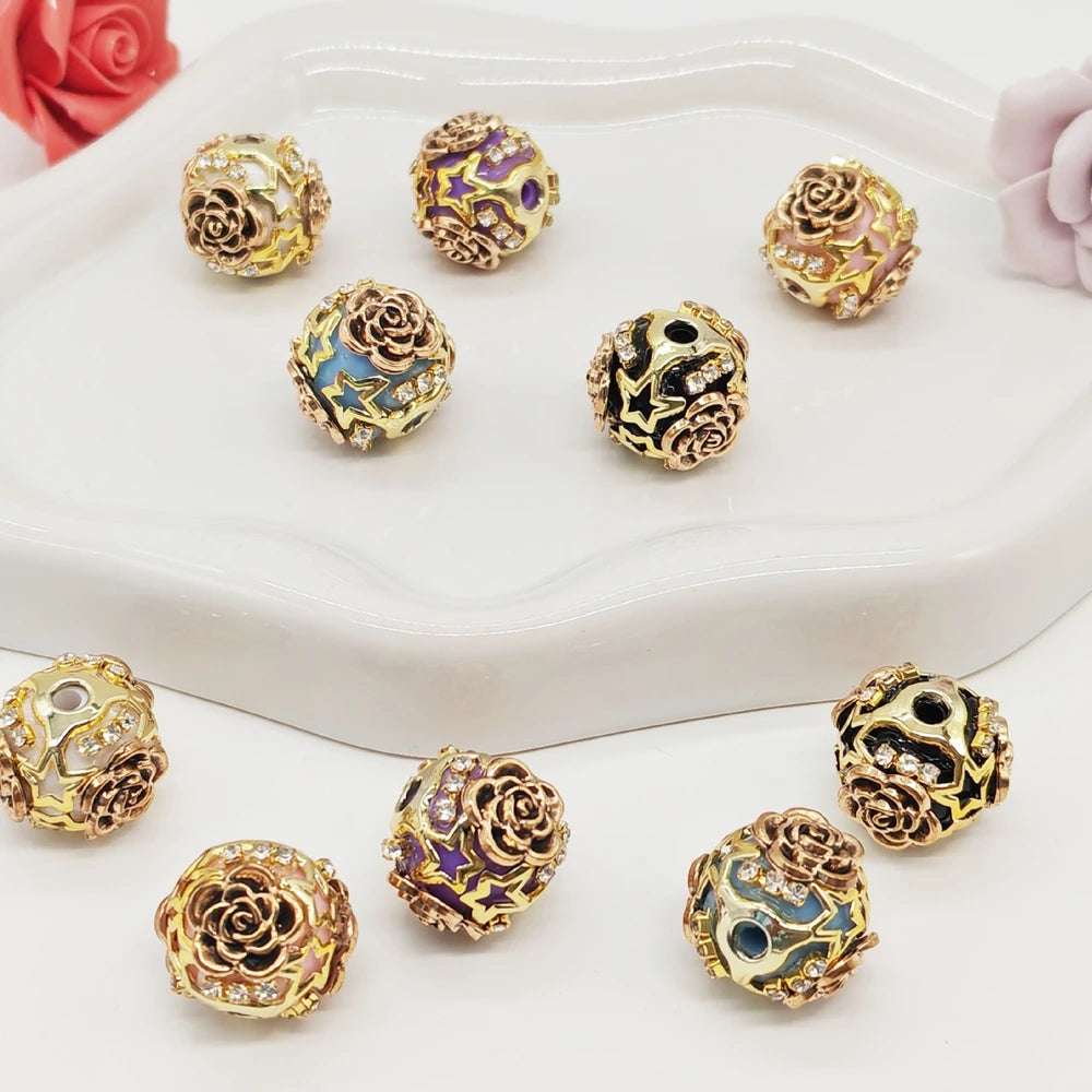 Star Roses Double-decker Rhinestones Chain Acrylic DIY Fancy Beads-Random Mixed