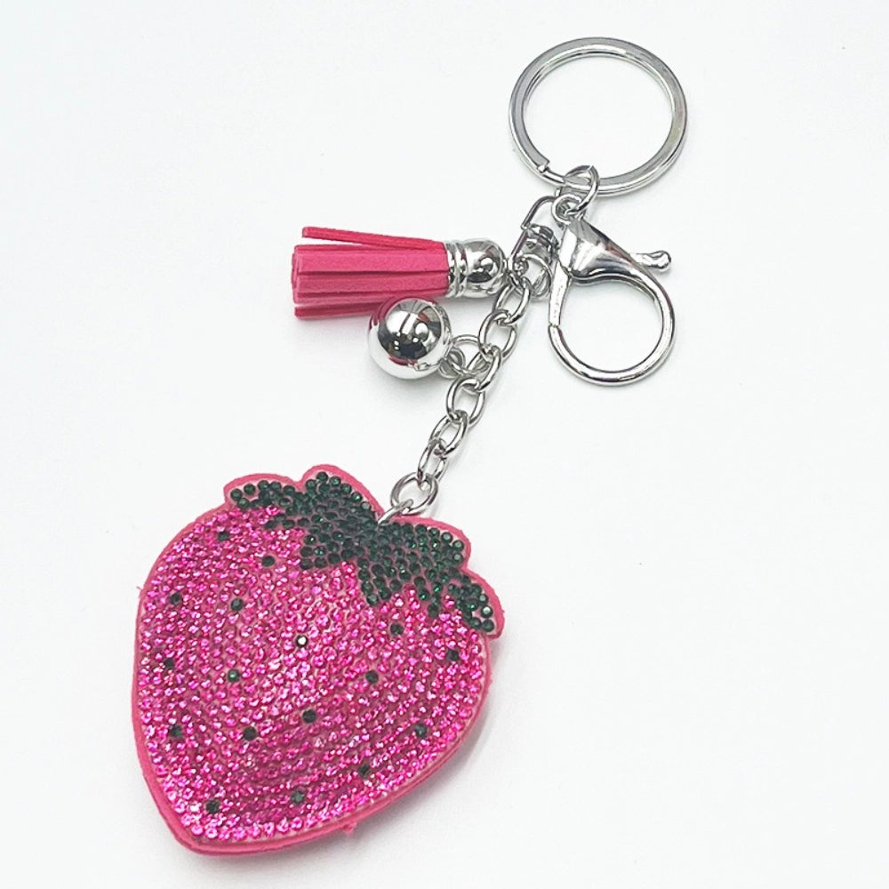 Strawberry Rhinestone Keychain for DIY