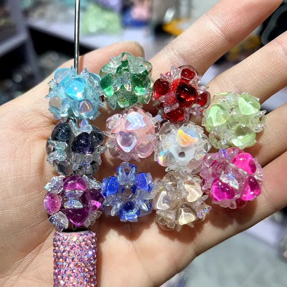 Transparent Butterfly Rhinestone Pearls Loop Rhinestone Chain Acrylic DIY Fancy Beads-Random Mixed