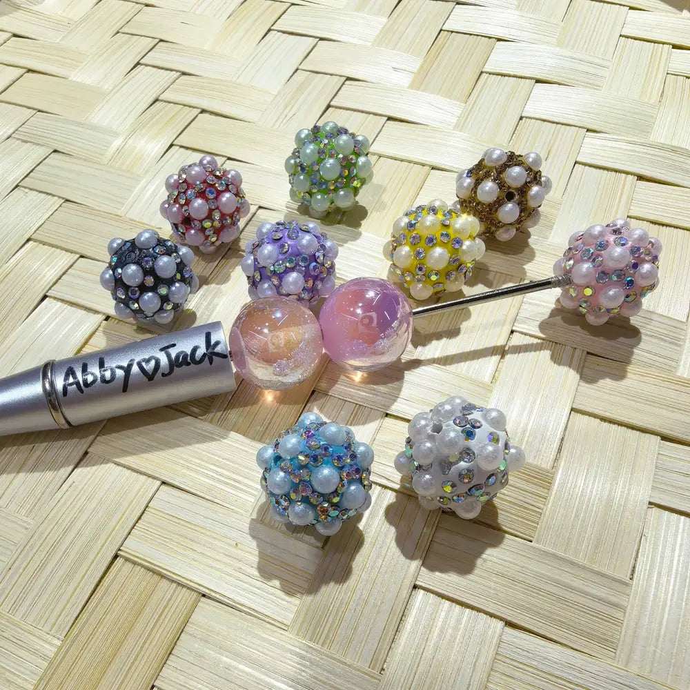 White Pearls and Mini Rhinestones Clay DIY Fancy Beads