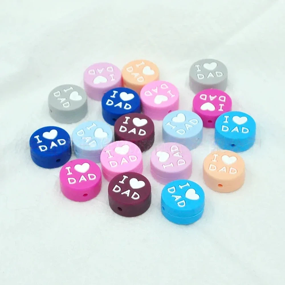 Flatback I Love Dad Silicone Focal Bead | Beadable Pen Keychain Badge Reels