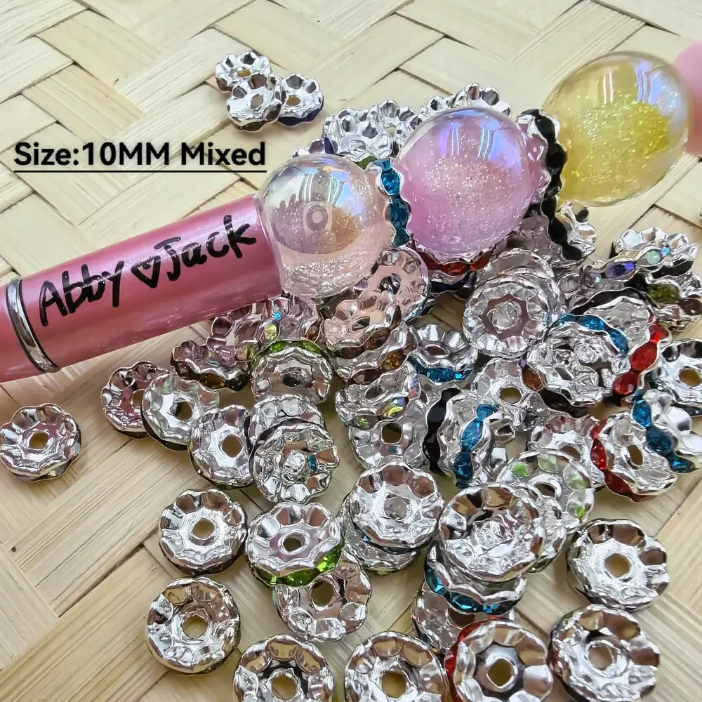 10MM Colorful Rhinestones Wavy Metal Spacer