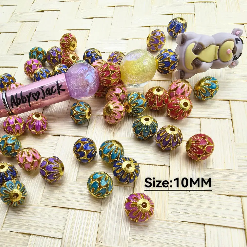10MM Flower Petal Golden Metal Spacer, Won't Fade