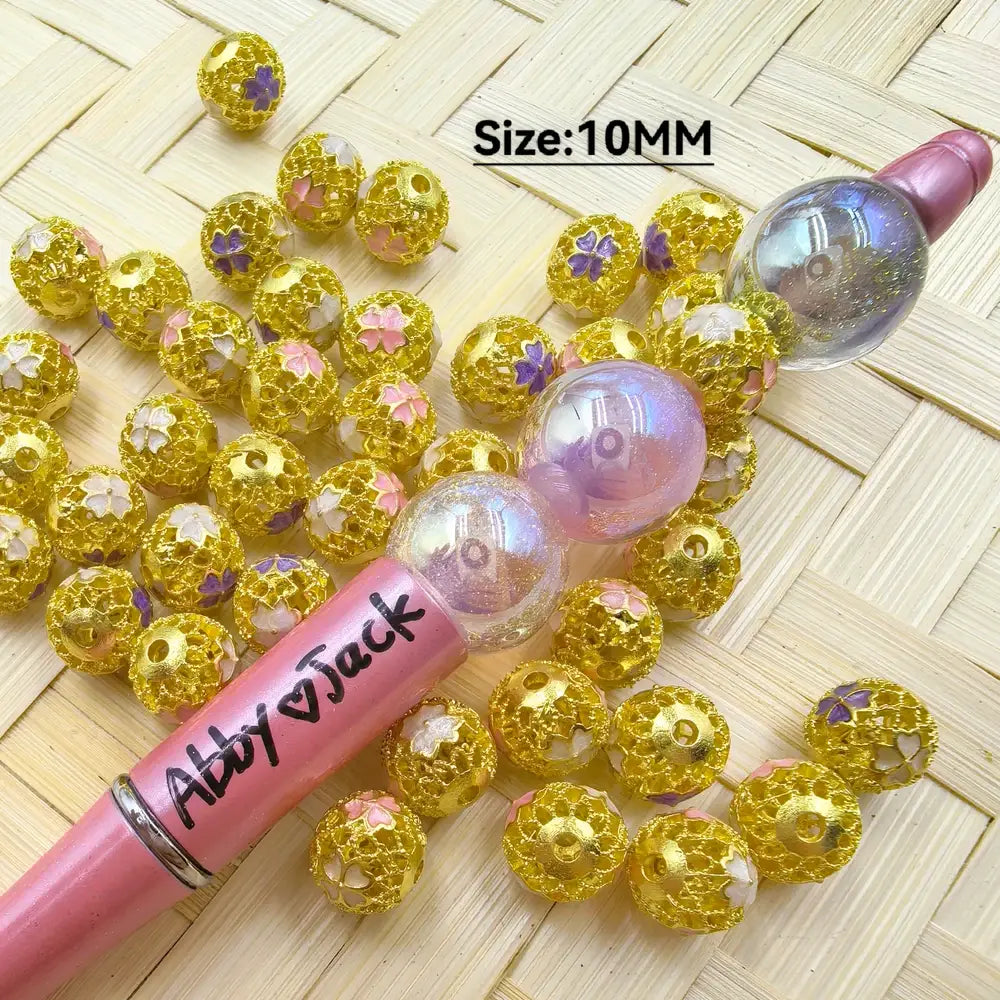 10MM Four-Leaf Clover Golden Metal Spacer, Won't Fade