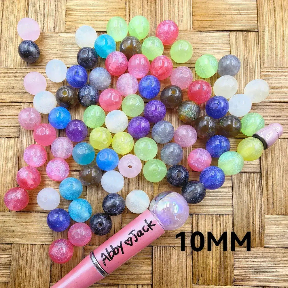 10MM Multi-Color with Glitter Acrylic Bead