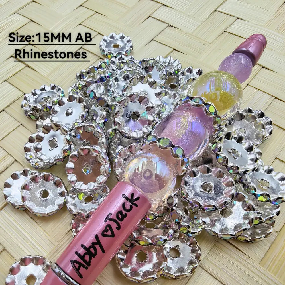 15MM AB Rhinestones Wavy Metal Spacer