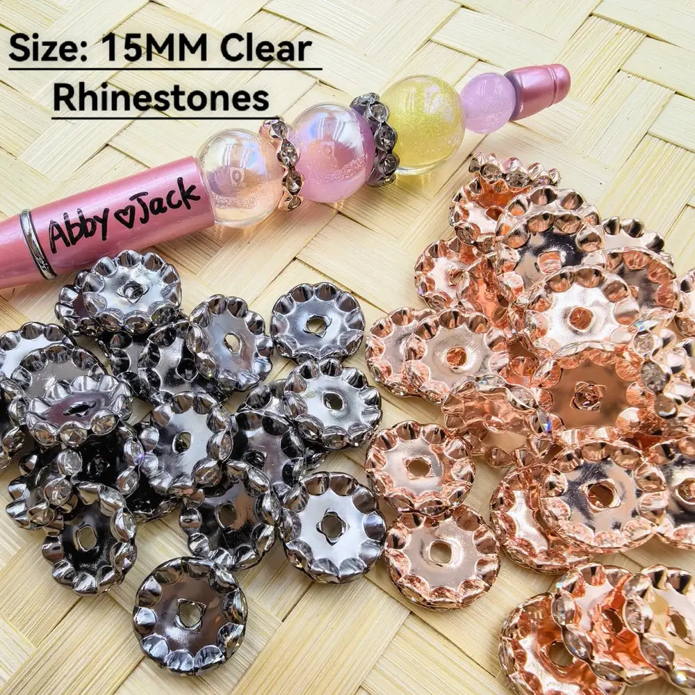 15MM Clear Rhinestones Wavy Metal Spacer