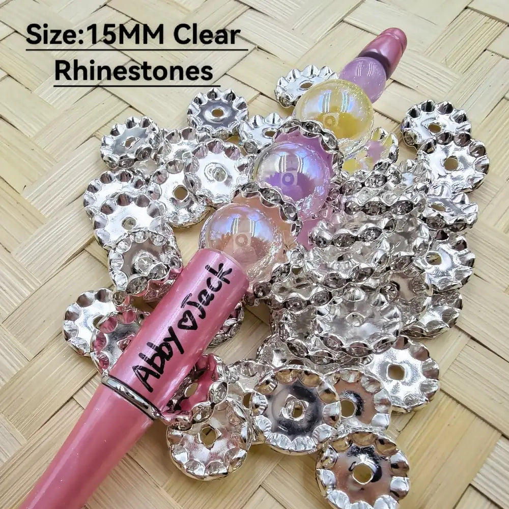 15MM Clear Rhinestones Wavy Metal Spacer