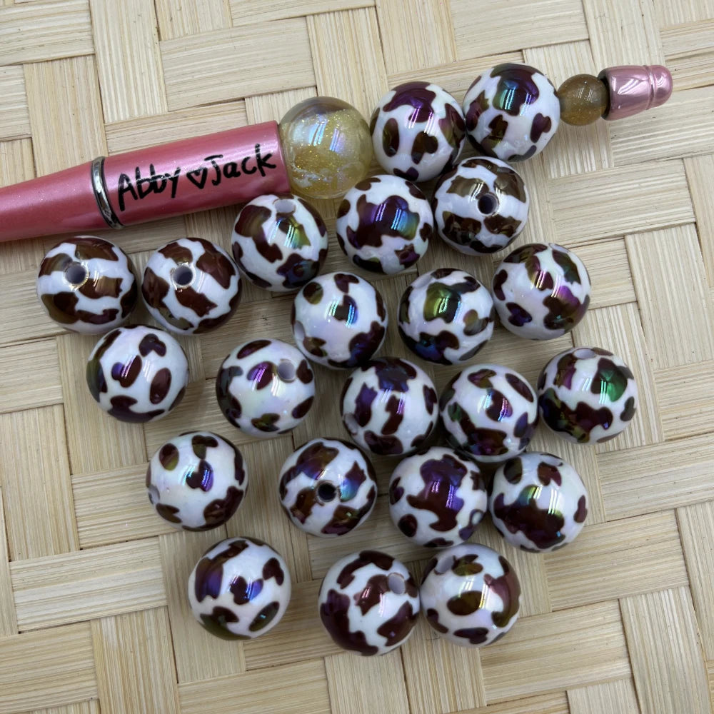 16MM Brown Leopard Acrylic Beads | Beadable Pens Bracelets Keychain