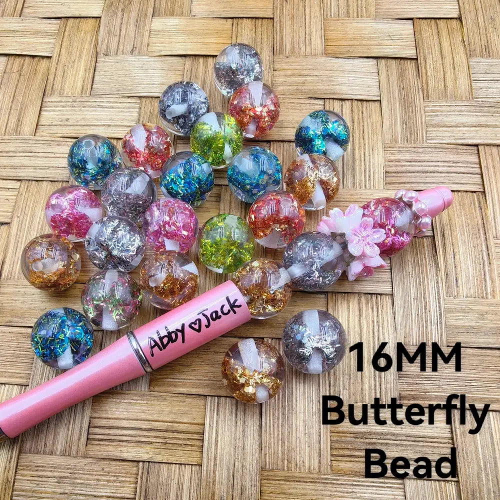 16MM Clear with Butterfly Inside Acrylic Bead