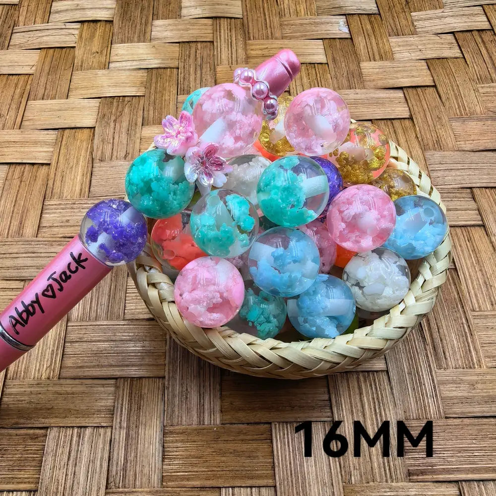 16MM Clear with Cloud Inside Acrylic Bead