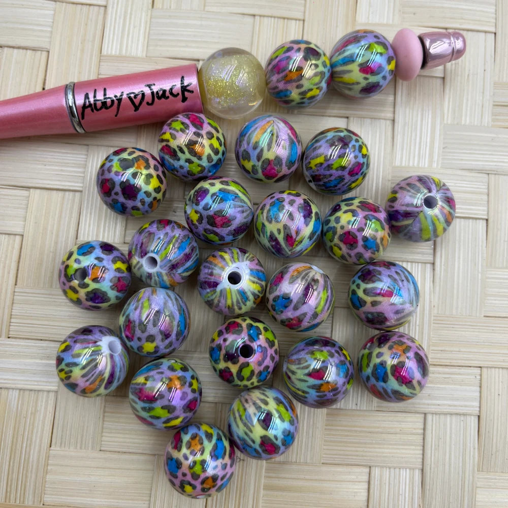 16MM Colorful Leopard Beads | Beadable Pens Bracelets Keychain