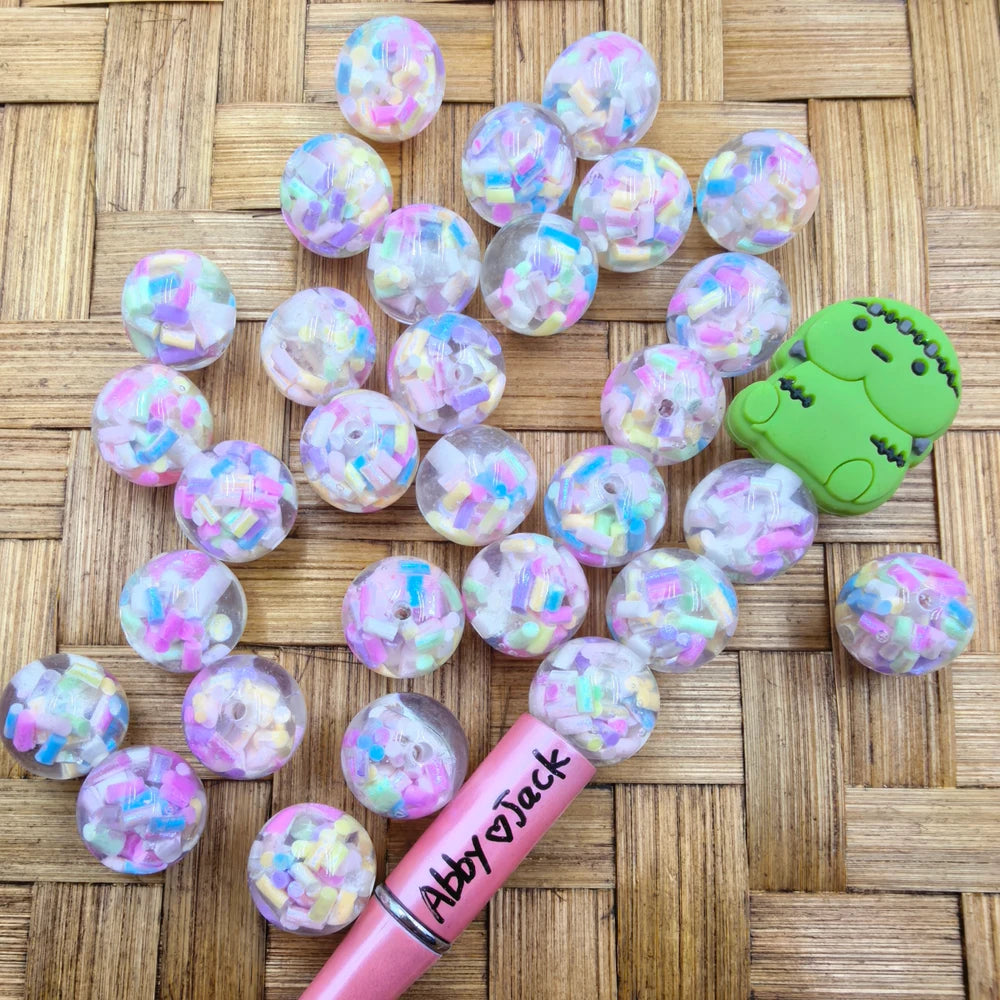 16MM Confetti Colorful Acrylic Beads
