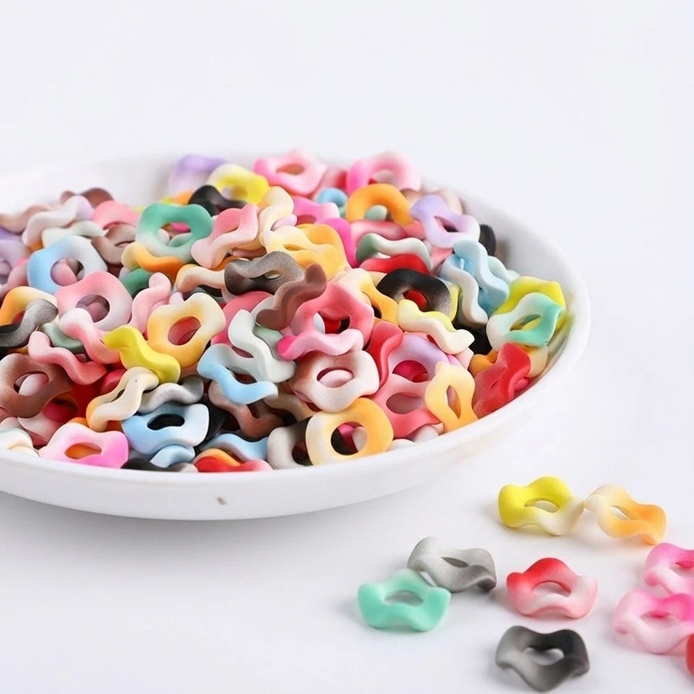 16mm Frosted Matte Ombre Color Wavy Shape Acrylic Spacer Beads