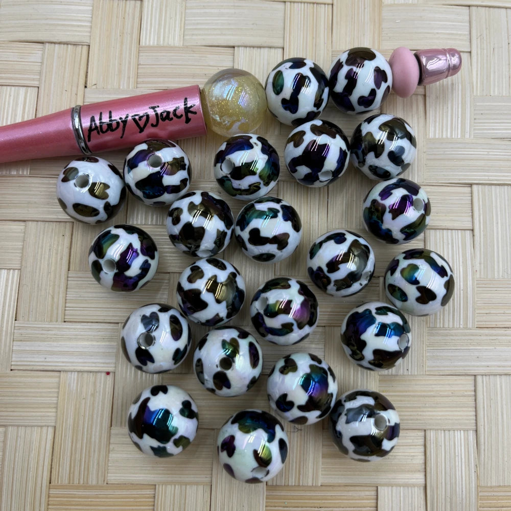 16MM Black Leopard Acrylic Beads | Beadable Pens Bracelets Keychain