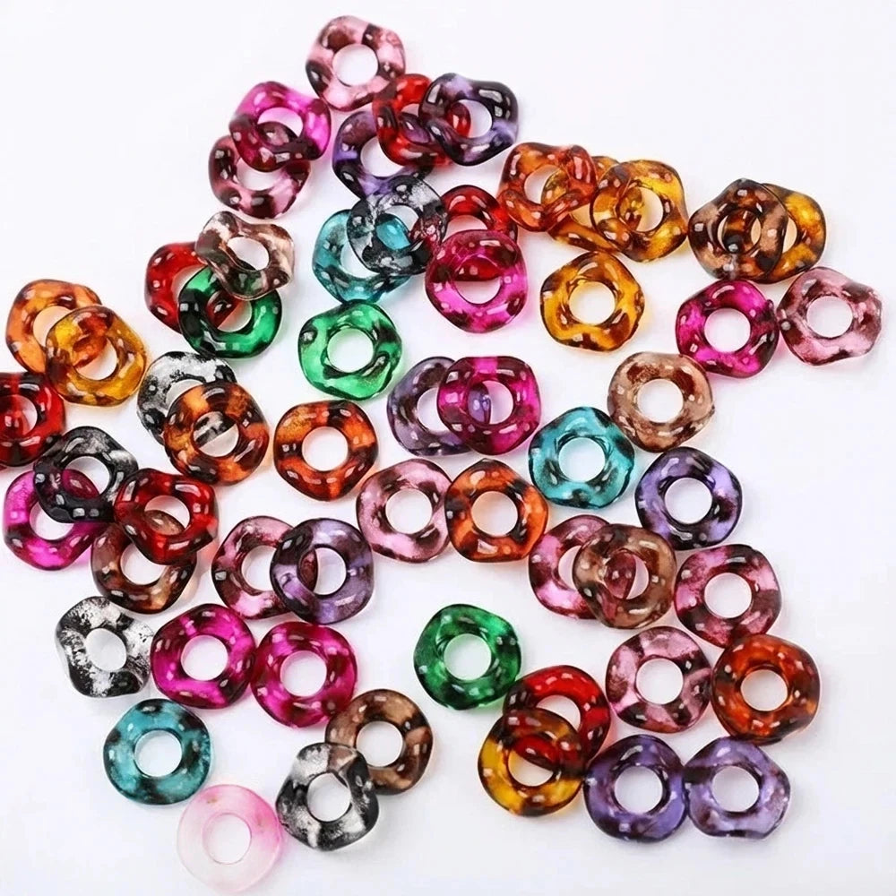 16mm Leopard Wavy Shape Large Hole Acrylic Spacer Beads