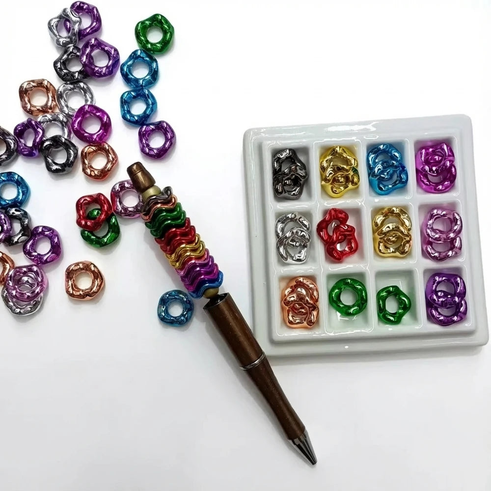 16mm Metallic Large Hole Wavy Shape Acrylic Spacer Beads