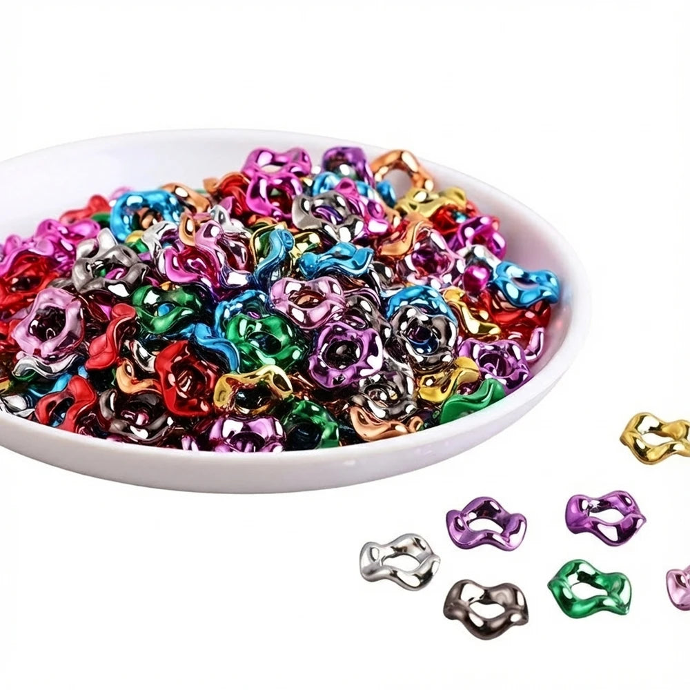 16mm Metallic Wavy Shape Large Hole Acrylic Spacer Beads