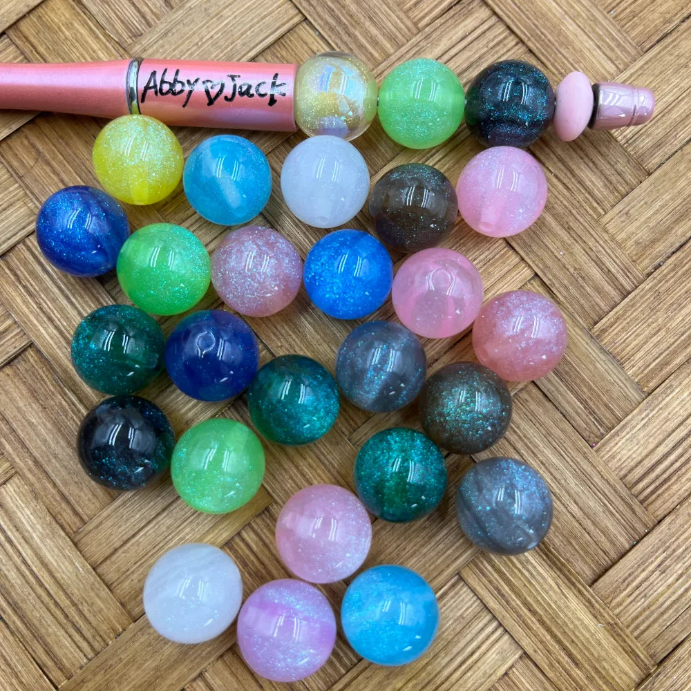 16MM Muti Color Glitter Acrylic Beads