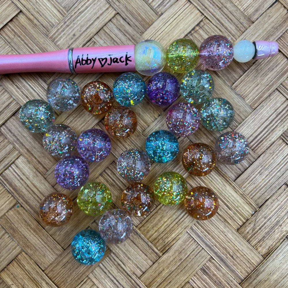 16MM Muti Color Glitter Confetti Acrylic Beads