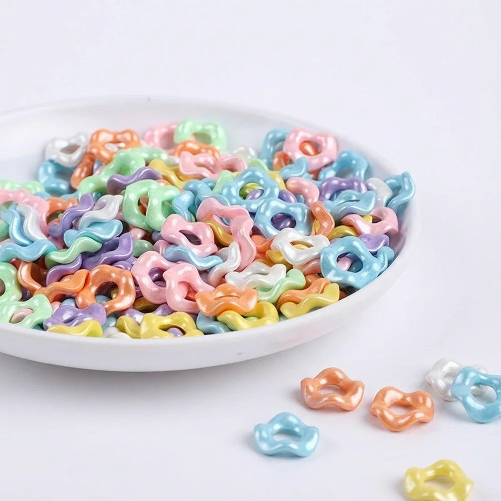 16mm Pearl Style Large Hole Wavy Shape Acrylic Spacer Beads