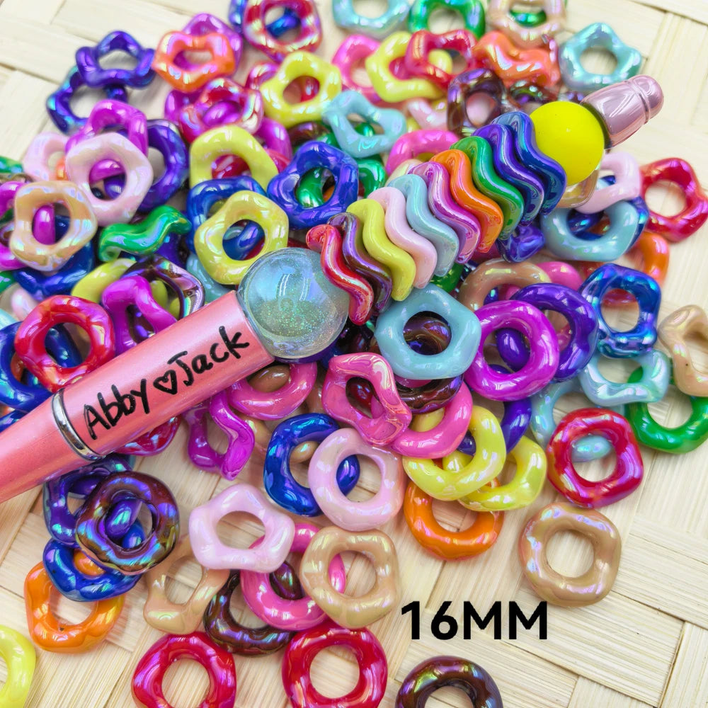 16mm Solid Color Shiny Wavy Shape Acrylic Spacer