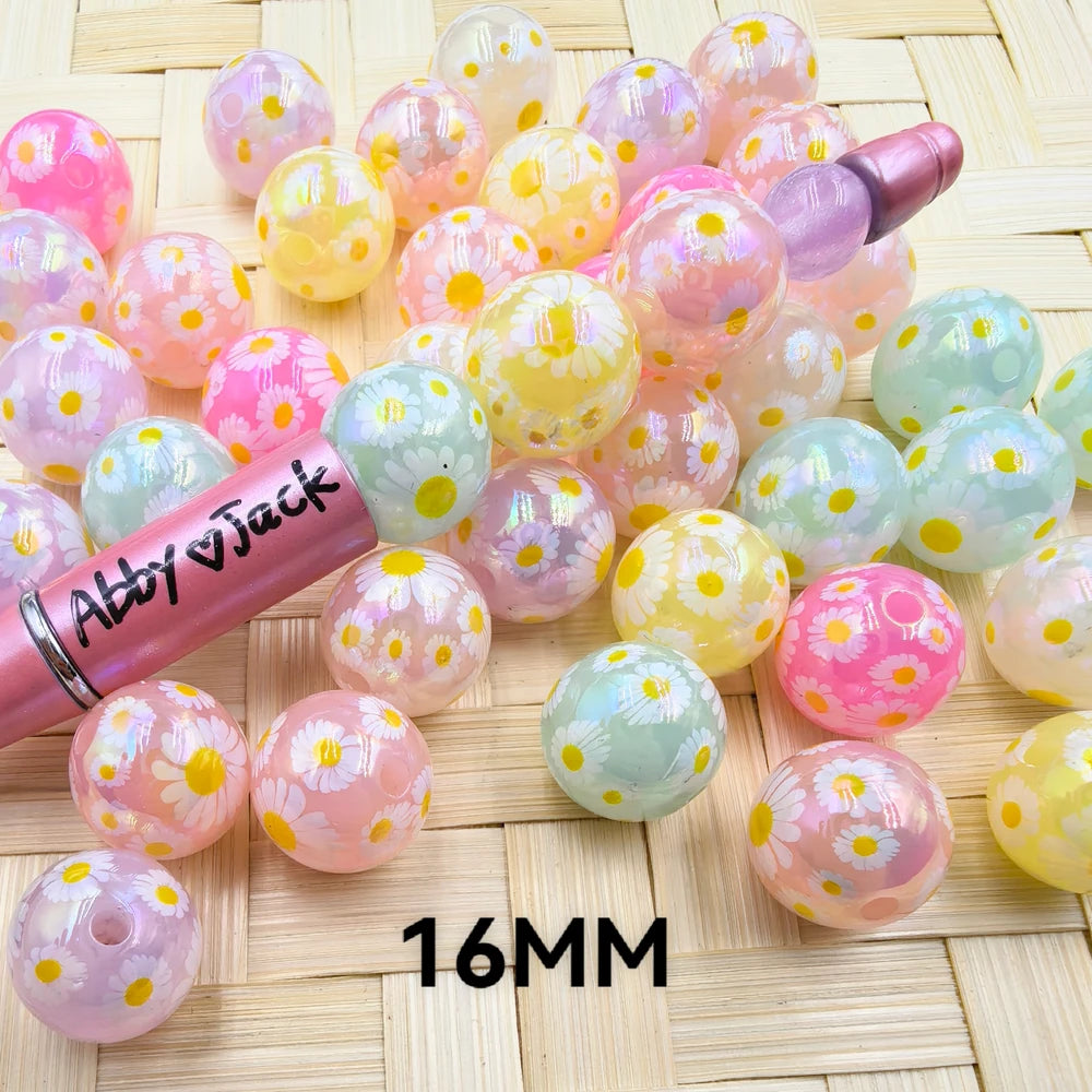 16MM Sunflower Printed Acrylic Bead