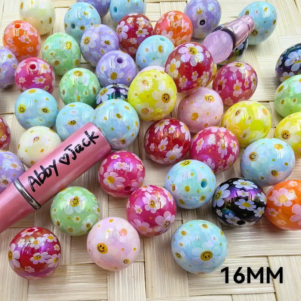 16MM Sunflower Printed Acrylic Bead