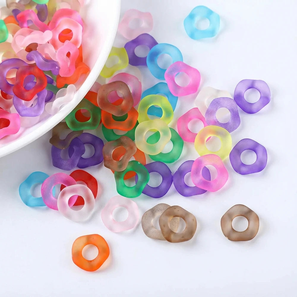 16mm Translucent Frosted Large Hole Wavy Shape Acrylic Spacer Beads