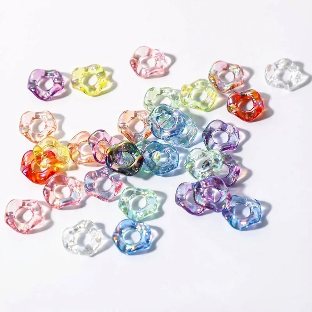 16mm Translucent Large Hole Wavy Shape Acrylic Spacer Beads