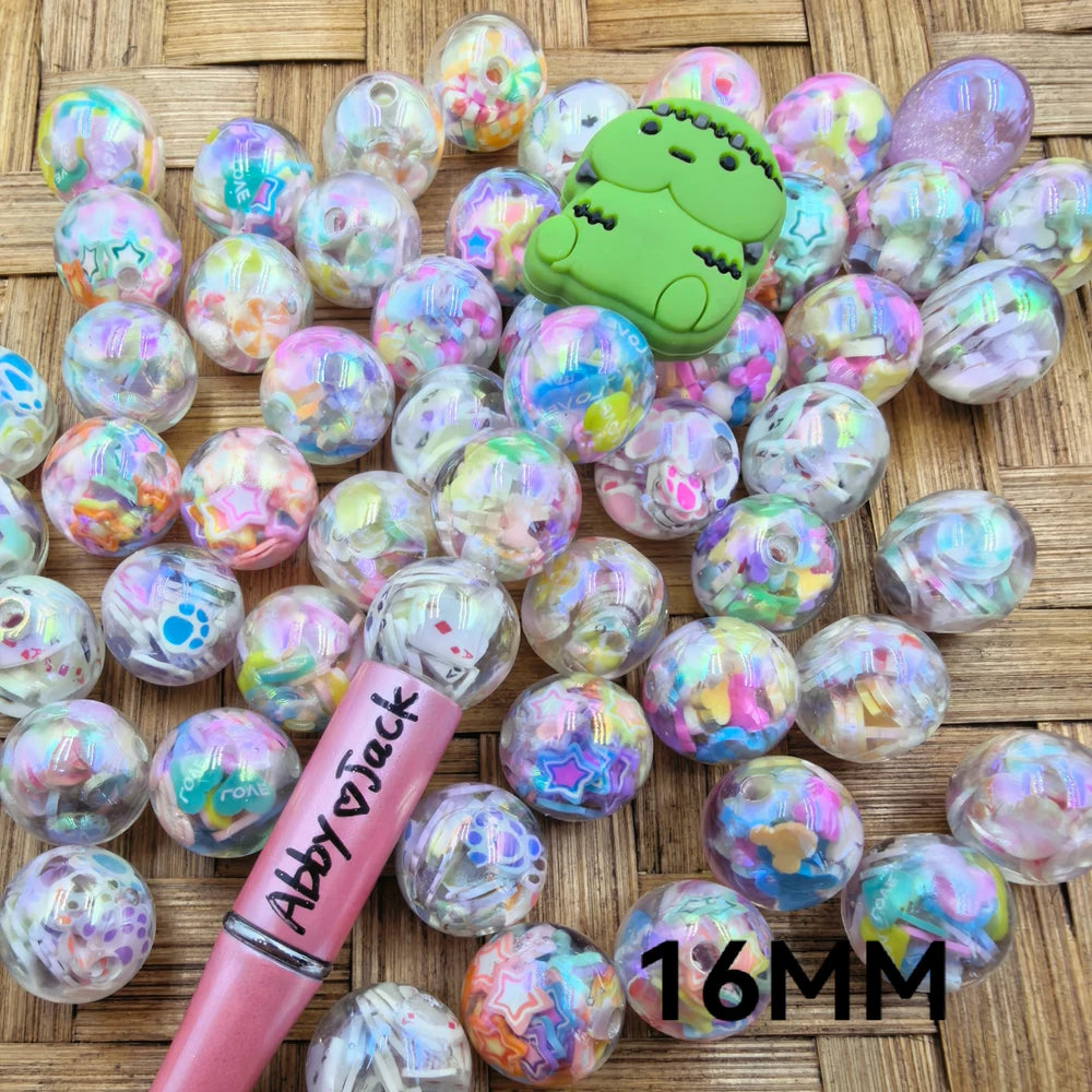 16MM Transparent with Items Acrylic Bead