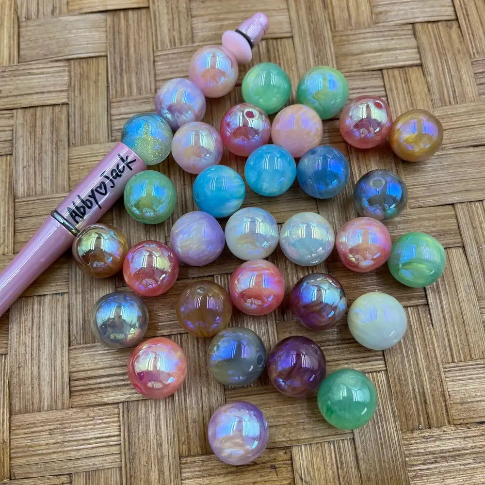 16MM UV Coating Acrylic Beads for Beadable Pens Keychains Bracelets