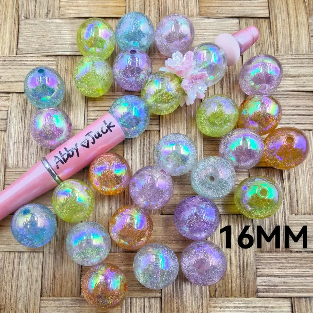16MM UV Coating with Glitter Acrylic Bead