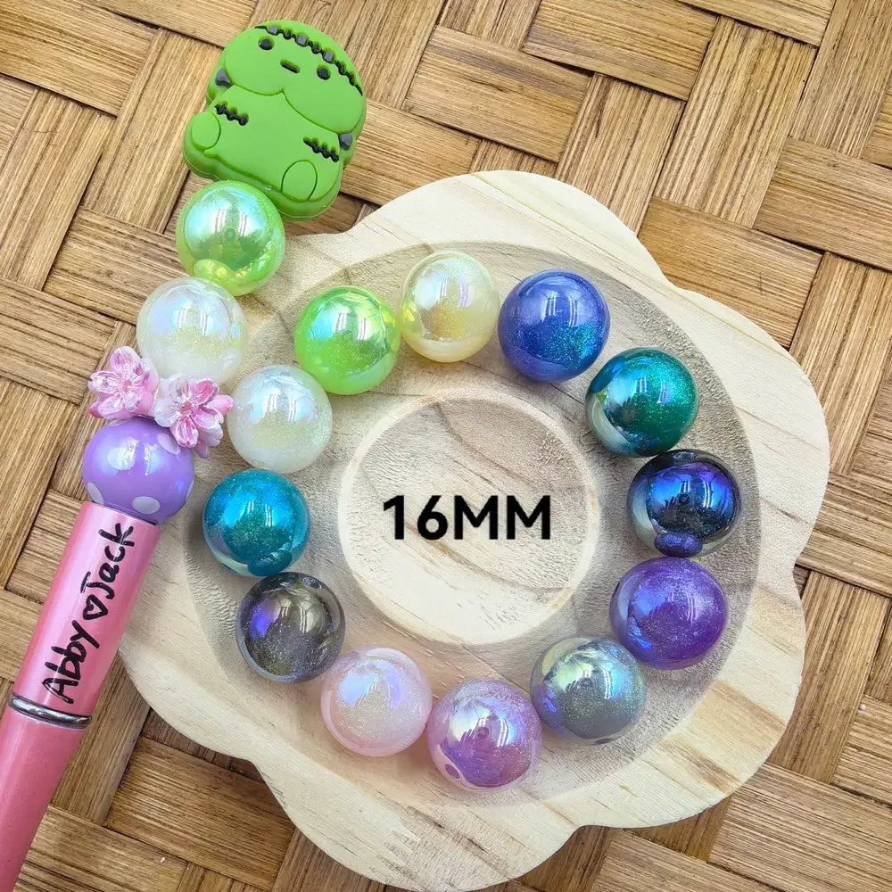16MM UV Coating with Glitter Acrylic Bead
